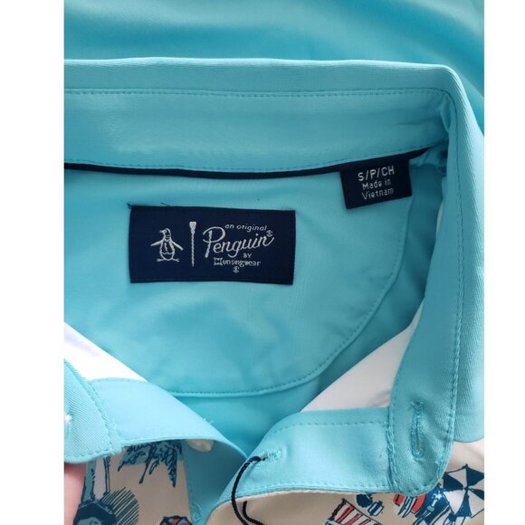 Mens Penguin golf shirt beach vibes size small BNWT - Picture 7 of 12